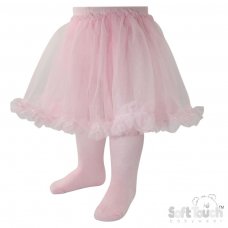 T130-P: Pink Floral Tights and Tut Skirt (NB-24 Months)